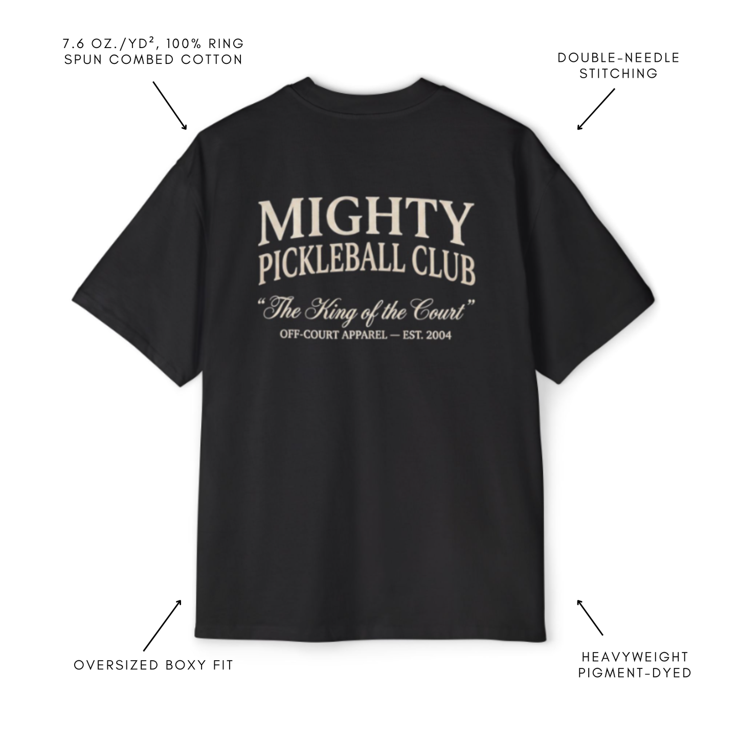 Mighty Pickleball Club - King of The Court - Black & White