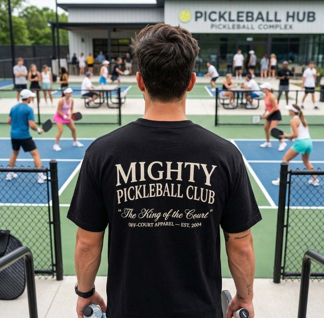 Mighty Pickleball Club - King of The Court - Black & White